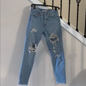 Levi’s high waisted distressed wedgie jean
